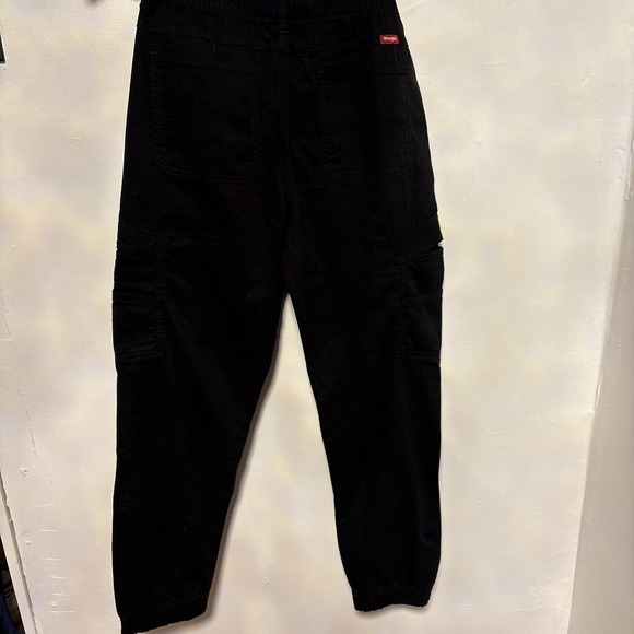 wrangle Cargo Jogger Pants Multi Pocket Drawstring Elastic Waist Casual Black - Picture 8 of 10
